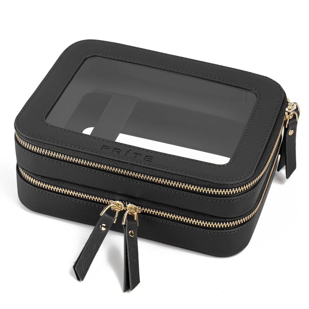 Clear Makeup Bags Double Layer Cosmetic Bags With A Separate Brush Compartment😻